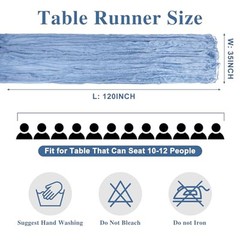 XSEINO 2 Pieces 10FT Sage Green and Dusty Blue Cheesecloth Table Runner Boho