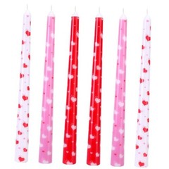 6 Pcs Valentines Heart Taper Candles-10 Unscented Valentine’s Day Heart-6Pcs