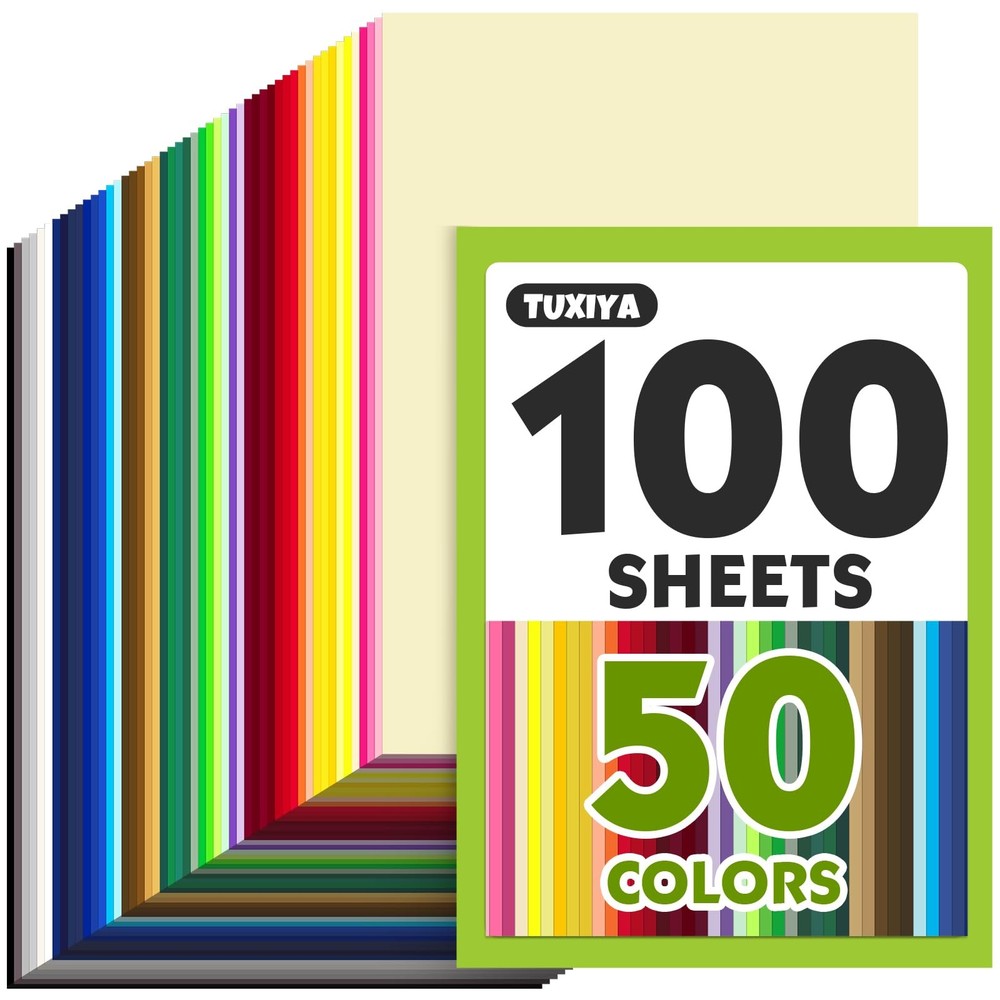 100 Sheets 8.5″ X 11″ Colored Cardstock, 50 Assorted 100P, colors
