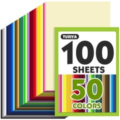 100 Sheets 8.5″ X 11″ Colored Cardstock, 50 Assorted 100P, colors