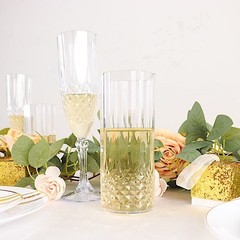 6 Clear 14 oz Crystal Plastic Drinking Glasses Party Events Disposable Tableware
