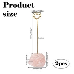 SUPERFINDINGS 2 Set Rose Quartz Crystal Stone Memo Holder Heart Iron Golden