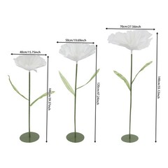 3 Pcs White Green Handmade Fake Corn Poppy Flower, Adjustable Stem Wedding Decor