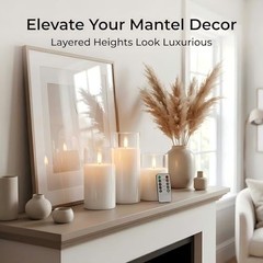 Glass Flameless Candles with Remote, White Battery Operated Clear Glass