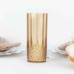 6 AMBER GOLD 14 oz Crystal Plastic DRINKING GLASSES Party Events Disposable