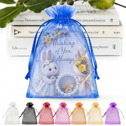50 Pack Organza Bags 5×7 Inch, Small Mesh Bag 1 count (Pack of 50) Royal Blue