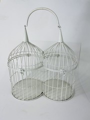 White metal Large Bird Cage Home Garden Wedding Table Country Shabby Cottage