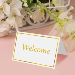 50PCS Tent Place Cards with Gold Foil Border 2″x3.5″ Wedding Table Name Cards