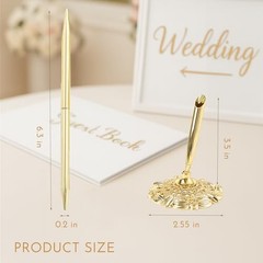 3 PCS Gold Ballpoint Pen with Stand for Wedding – Ornate Gold Plated