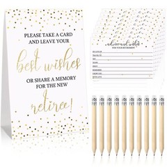 50 Pieces Gold Retirement Party Advice Cards 10 Pencils Supplies Decor