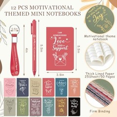 12set/48pcs Inspirational Gifts Bulk, 24 oz Plastic Cups and Pens Notebooks