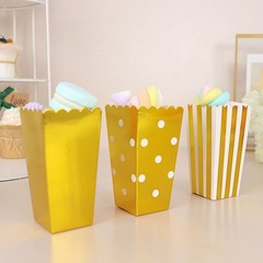 36 White Gold 5″ Cardboard Popcorn Style Party Favor Boxes Events Decorations