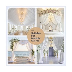 50ft x 14ft White Backdrop Curtains for Parties, Silky Photography Backdrop W…