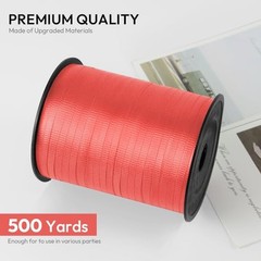Curling Ribbon, 1/5″ Wide x 500 Yards Christmas Curling Ribbons Red Crimped