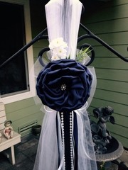 Set of 10 Navy Blue Pew Bows, Chair Bow, White Wedding Church Aisle decorations