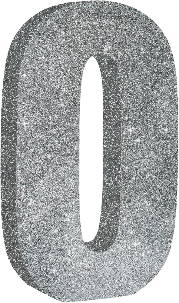 7.8 Inch Silver Glitter Number 0 Wooden Table Centerpiece Silver Birthday Party