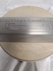 Decorative Pewter Metal Marriage Certificate Box Holder For 50th Anniversary