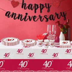 APOWBLS 40th Anniversary Decorations Tableware – Ruby Wedding