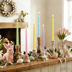 12Pcs Easter Dripless Taper Candles 10 Inch Long Unscented Candle Sticks Pastel