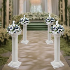 4Pcs White Roman Pillars 1607 Wedding Event Decorative Columns