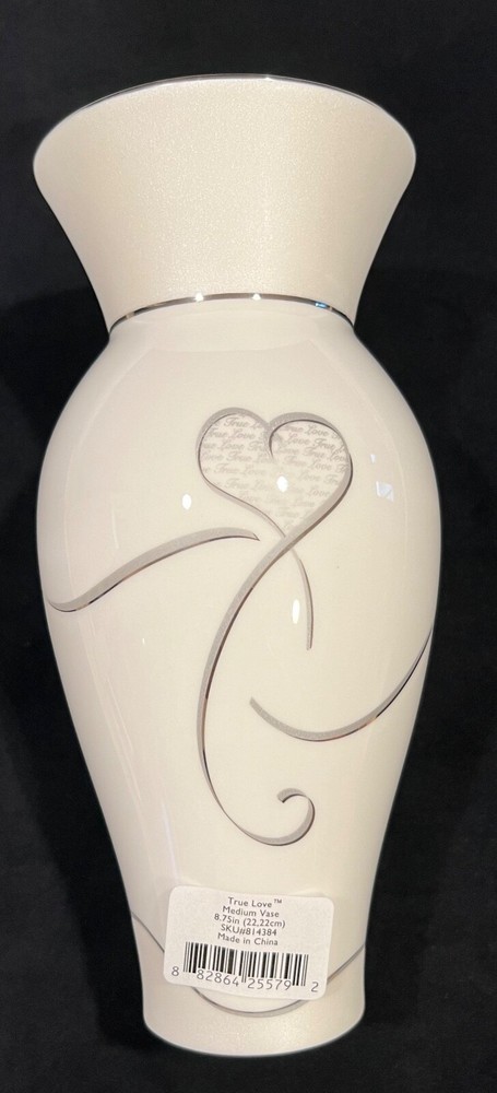Stunning Lenox True Love 8.25″ Wedding Vase~White & Platinum~Looks Unused & NIB!