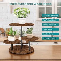 4 Tier Round Cupcake Tower Stand for 50 Cupcakes, 360° Rotating Wood Cake