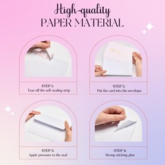 ACSTEP 50Pack Blank Cards and A4(4-1/4 X 6-1/4) 50 PCS With Cards, White