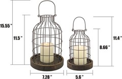 Stonebriar SB-5393C 2PC Wire METAL CLOCHE SET, Set of 2, Brown