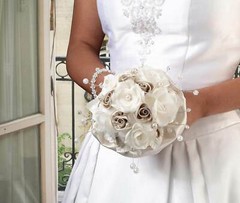 bridal bouquet taupe ivory rose wedding bride wedding flowers