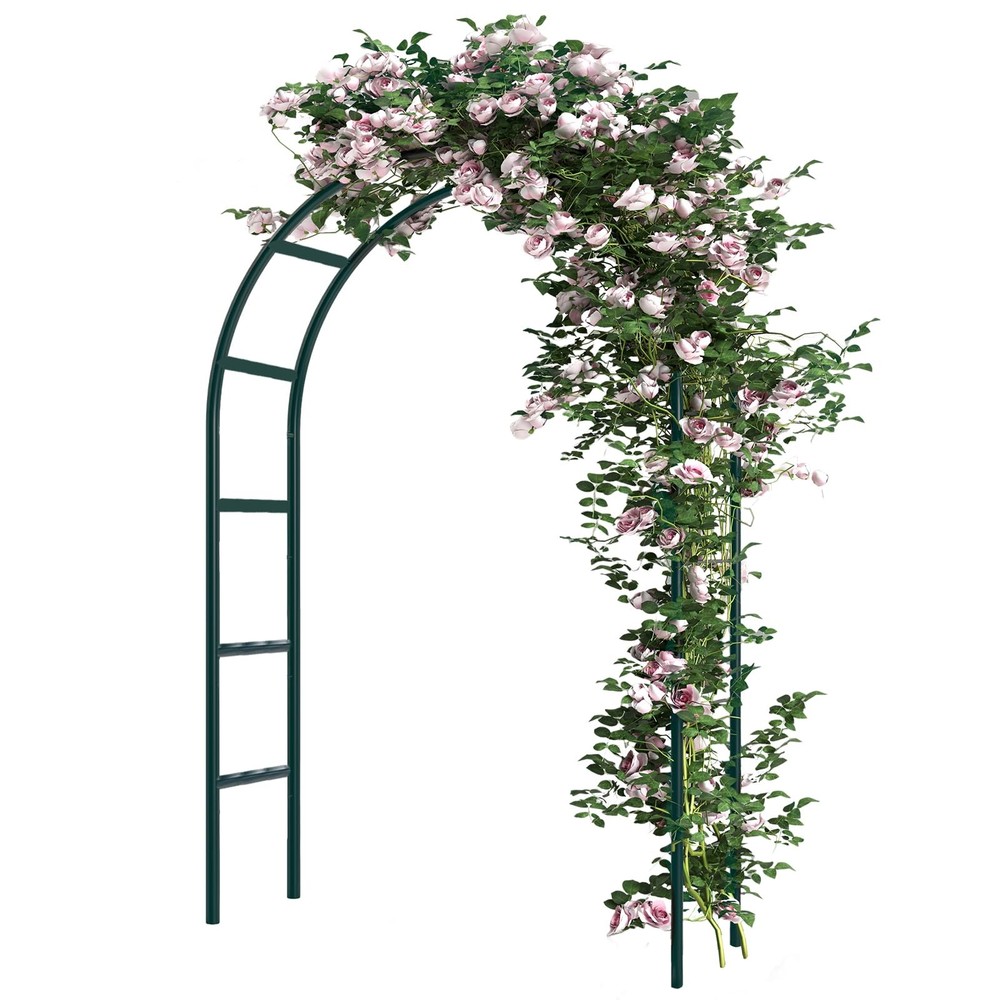 RUBFAC 94″ Metal Garden Arch Trellis for Climbing Plants Outdoor, green
