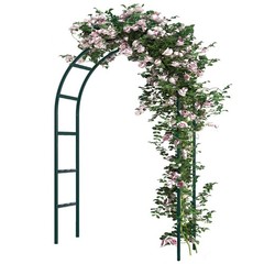 RUBFAC 94″ Metal Garden Arch Trellis for Climbing Plants Outdoor, green