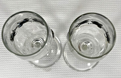 Pair Champagne Flutes Pewter Overlay Doves Heart Wedding Toast Glass
