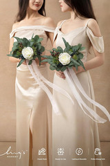 Artificial Bridesmaid Bouquets Set of 6 Eucalyptus Wedding Flower Bouquets White