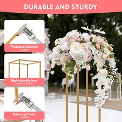 10PC 31.5 in Tall Gold Metal Flower Stand for Wedding Table Centerpieces GOOD