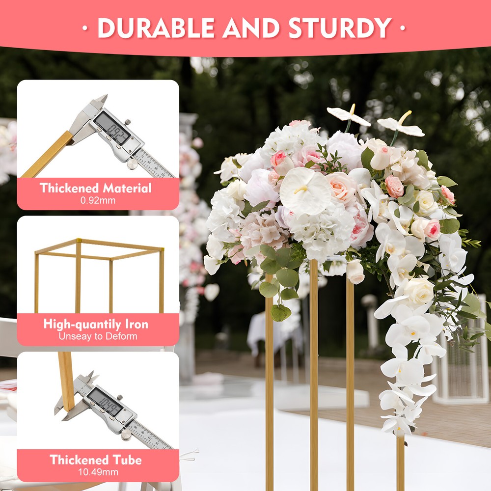 10x 31.5 in Tall Gold Metal Flower Stand for Wedding Table Centerpieces Decor