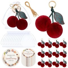 12 Sets Cherry Keychain Bag Bulk Charms for Handbags Purse Accessories