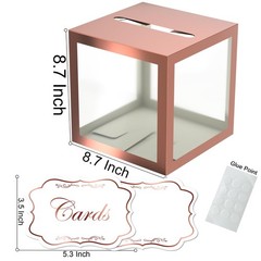 Rose Gold Clear Window Cards Box, Cards Receiving Box For Birthday, Wedding, …