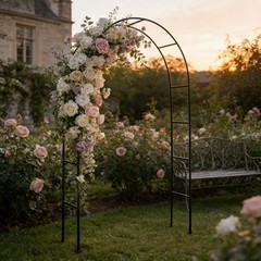 3Pcs Arched Metal Trellis Set,Sturdy Climbing Plant Stand for Garden Patio Decor