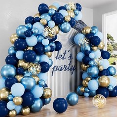 Navy Blue and Gold Balloons Garland Arch Kit, Father Day Balloon Navy Blue Gold