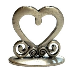 Heart Shaped Aged Pewter Finish Place Card Holders Vintage Romantic Table Decor