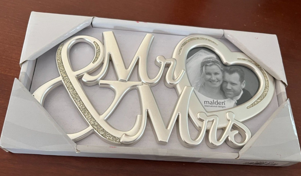 Malden Mr & Mrs Heart Shaped Photo Picture Frame New in Box