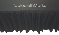 5′ ft. Fitted Table Skirting Cover w/ Top Topper Single Pleated Trade show BLACK
