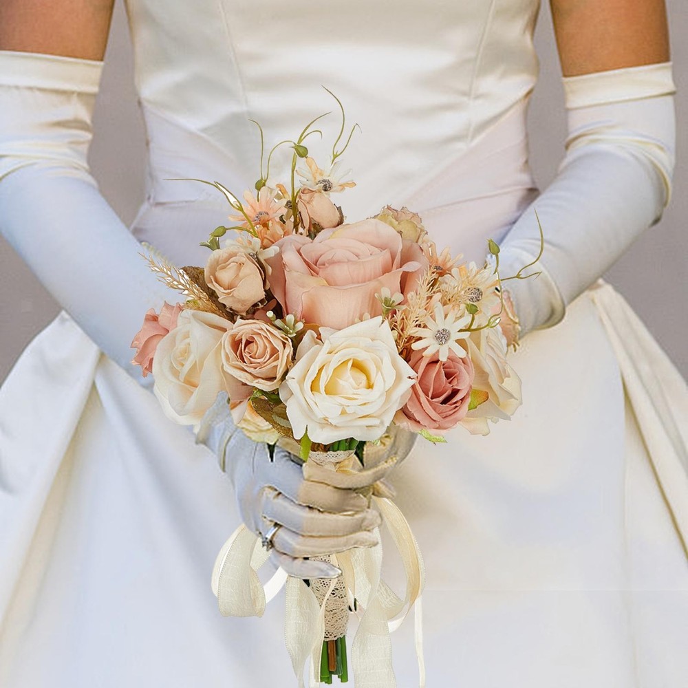 Wedding Bridal Bouquet Toss Bouquet Rustic Bridal Hand Flower Rose Flowers