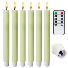 Open Box 6PK 10″ Ribbed LED Candles with Remote Timer Assorted Colors Wedding