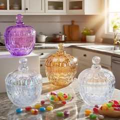 Candy Jar Glass Container with Lid, 22 oz Large Decorative Storage for Snacks