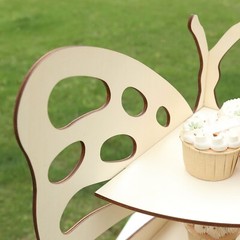 24″ NATURAL 3 Tier Butterfly Wooden CUPCAKE Dessert STAND Party Event Supplies
