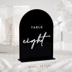 Black Arched Wedding Table Numbers 1-10 with Stands, 5×7 Inch Black Acrylic A…