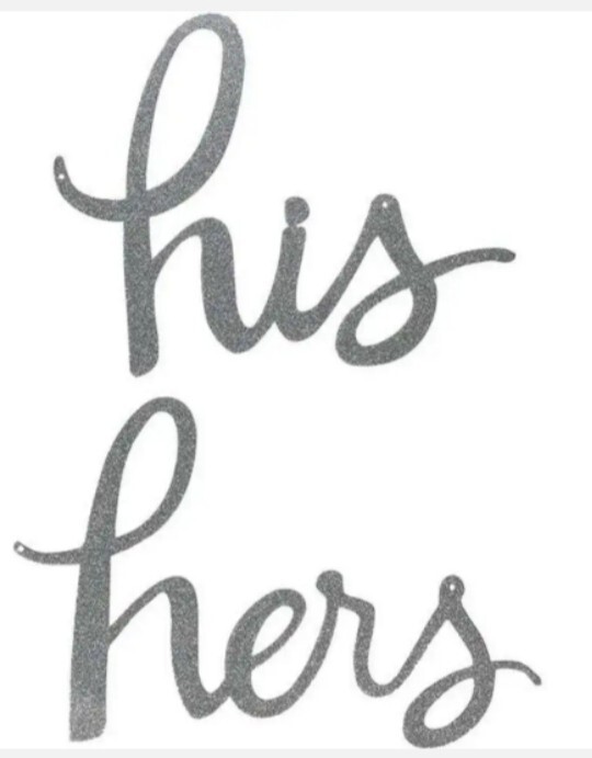NEW Kate Spade New York Silver Glitter «His Hers» Bridal Chair Signs