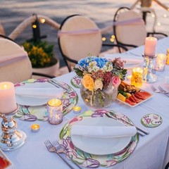 12 Pcs 14″ Spring Floral Embroidered Placemats and Coaster Set of Tulips