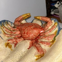 DEPT 56 Figural Palissy Style Majolica Clamshell and Crab Decorative Bowl